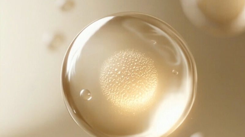 Golden encapsulated sphere representing glycolic acid formulation